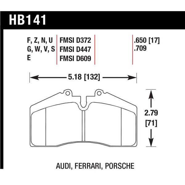 【USA在庫あり】 Hawk 94-96 Ferrari 456GT Rear / 91-94 Porsche 911 Rear / 94-98 Porsche 911 Front / 86-91 Porsche 928 hawkHB141G.650 HD店