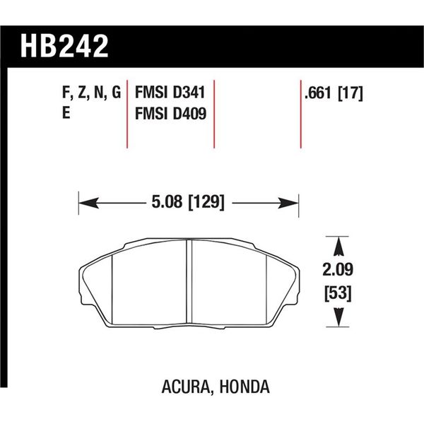 【USA在庫あり】 Hawk 86-01 Acura (Various) / 88-93 Honda (Various) DTC-60 Race Front Brake Pads hawkHB242G.661 HD店