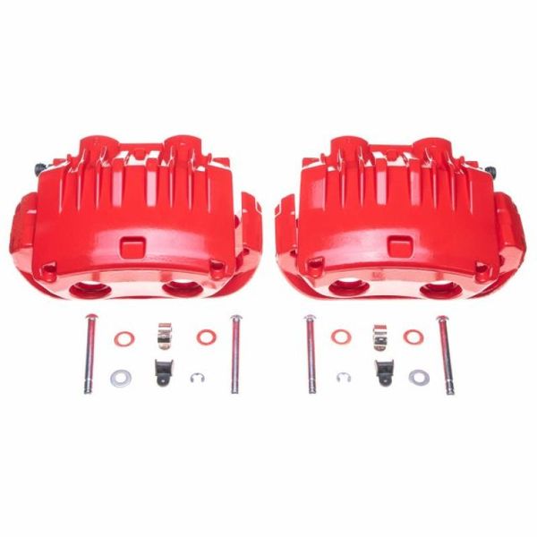 【USA在庫あり】 Power Stop 94-98 Ford Mustang Front Red Calipers w/Brackets - Pair psbS4654C HD店