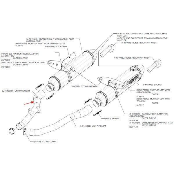 アクラポビッチ AKRAPOVIC リンクパイプ 右側 08年-11年 ZZR1400 ステンレス L-K14SO2R HD店