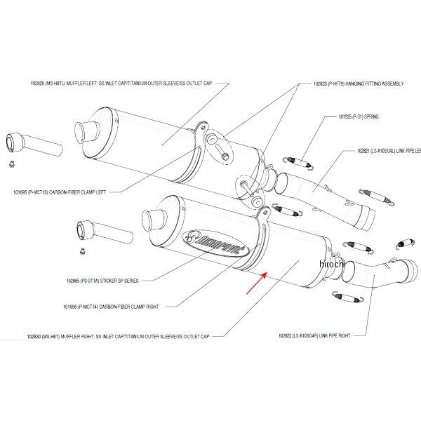アクラポビッチ AKRAPOVIC リペアサイレンサー 楕円SP チタン E1仕様 51/470-500/45 アプリリア RSV MILLE 右側 MS-H8T HD店｜ヒロチー商事 ハーレー 店