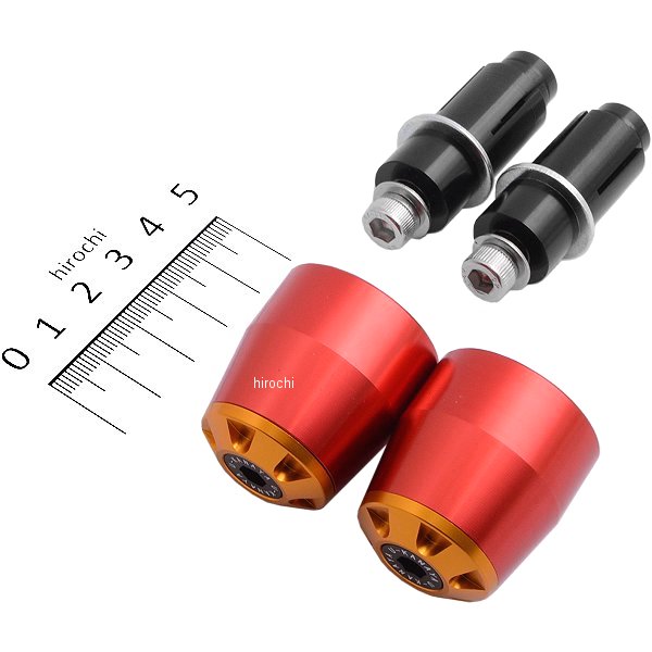 【メーカー在庫あり】 ユーカナヤ U-KANAYA アルミビレット バーエンド φ22ハンドルバー 汎用品 赤/ゴールド BERD-GD HD店