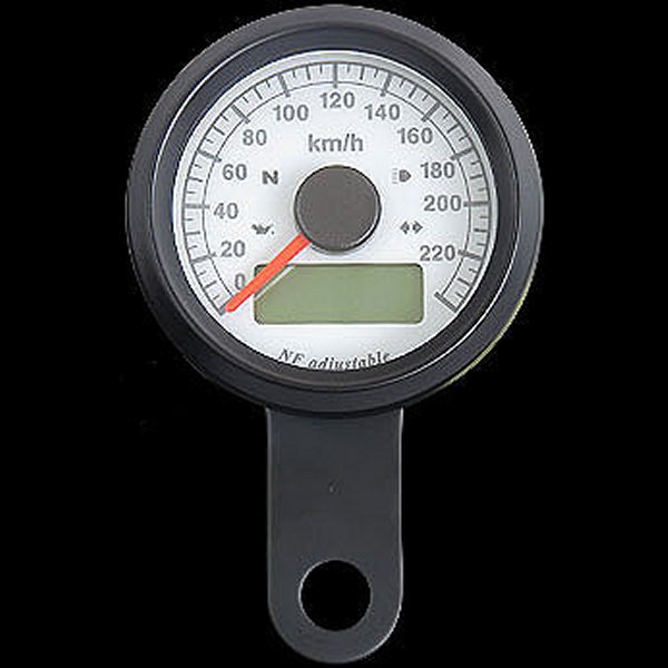 【メーカー在庫あり】 ネオファクトリー 48mm インジケーター付き スピードメーター 黒 白盤 橙光 016002 HD店