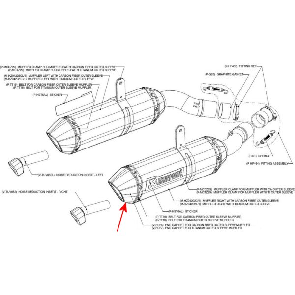 アクラポビッチ AKRAPOVIC リペア カーボンエンドキャップ チタンスリーブ用 V-EC27 HD店｜ヒロチー商事 ハーレー 店