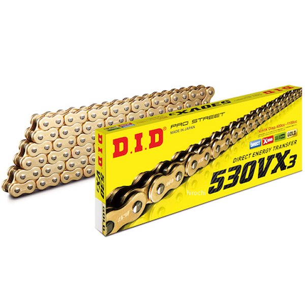 DID 大同工業 チェーン 530VX3 VXシリーズ Xリング ゴールド 124L カシメ 4525516466738 HD店|ヒロチー商事 ハーレー 店