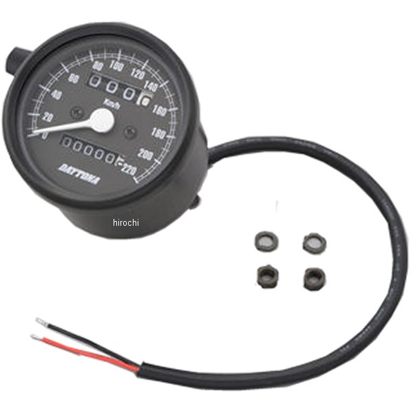 【メーカー在庫あり】 デイトナ 機械式スピードメーター φ60 LED照明 220km 黒/黒 汎用 15623 HD店