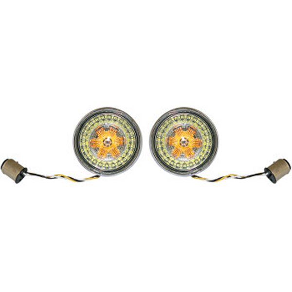 【USA在庫あり】 カスタム ダイナミクス LEDウインカー フラット ダブル球 スモーク/クローム 2020-1591 HD店
