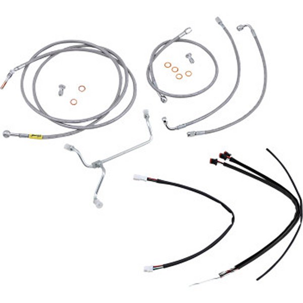 【USA在庫あり】 バーリーブランド Burly Brand ケーブルキット ステンレス 17年以降 FLH ABS無 15インチ用 0662-0545 HD店