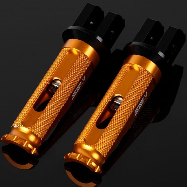 【メーカー在庫あり】 スピードラ SPEEDRA アルミ削り出しステップ レーシングタイプ ライダー用 黒/ゴールド AFPR201GD HD店|ヒロチー商事 ハーレー 店