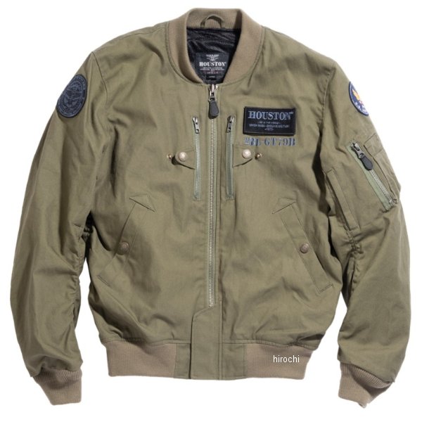 HTVA2012SK ヒューストン HOUSTON 春夏モデル コットンジャケット カタナ KATANA 刀 MA-1 COTTON M/C カーキ XLサイズ HTVA2012SKKHX HD店｜ヒロチー商事 ハーレー 店