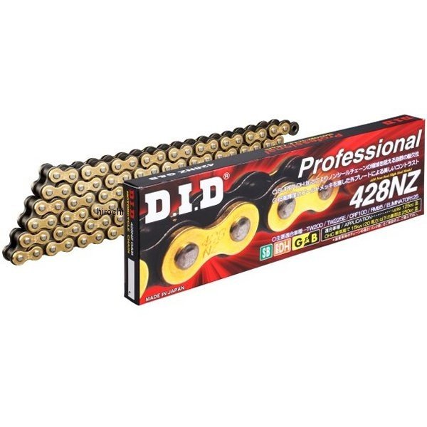 DID 大同工業 チェーン 428NZ ノンシール シリーズ ゴールド/黒 156L クリップ 4525516186438 HD店