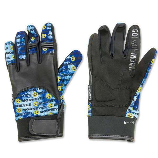 【メーカー在庫あり】 ムーンアイズ MQQNEYES レザーメッシュグローブ Lサイズ 青 BK061BLL HD店