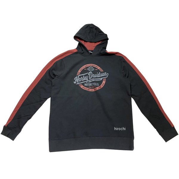 【即納】 ハーレー純正 新品 長袖 プルオーバー パーカー カラーブロック 黒/赤 Sサイズ 96485-18VM/000S HD店