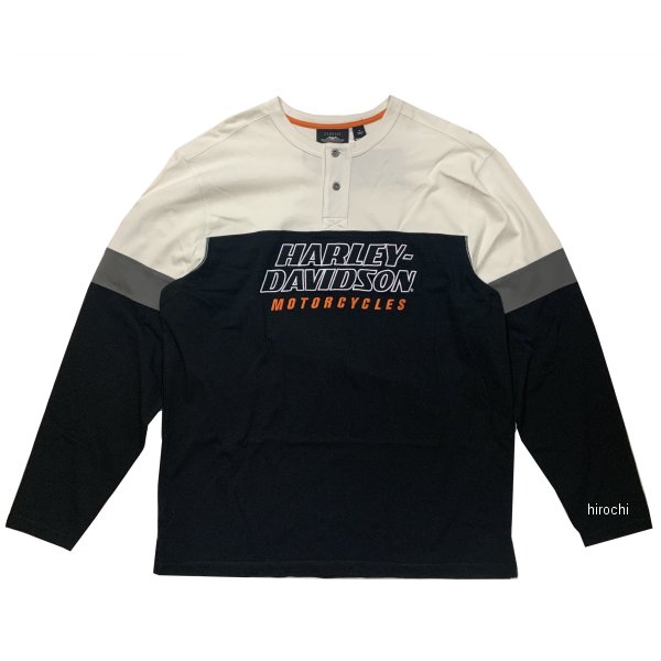 【即納】 ハーレー純正 新品 長袖 Tシャツ レーシング ヘンリー 黒/白 2Lサイズ 99167-19VM/002L HD店