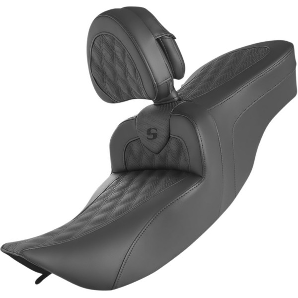 【USA在庫あり】 サドルメン SADDLEMEN ロードソファー シート 06年 ハーレー FLHX バックレスト有 黒 0801-1409 HD店