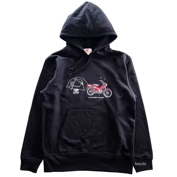 ホンダ ハンターカブ スウェットパーカ ソロキャンププリント 黒 Mサイズ 2202HD02-59 HD店