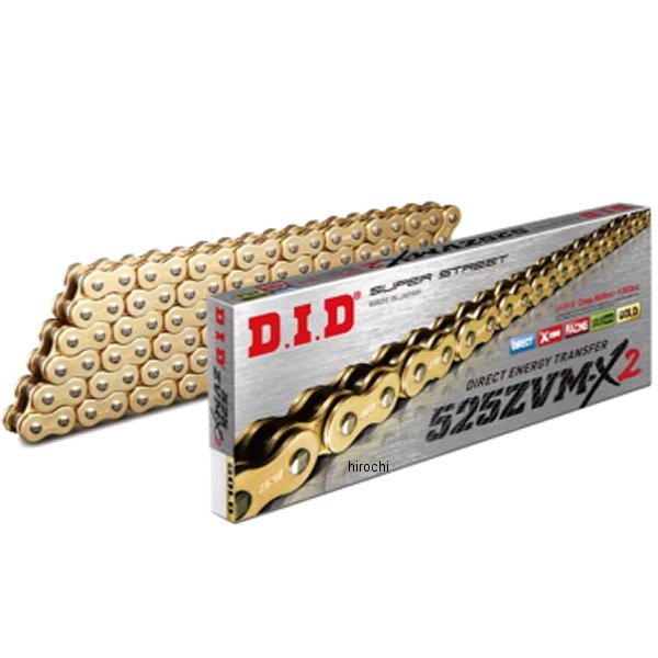 DID 大同工業 チェーン 525ZVM-X2シリーズ ゴールド 110L カシメ 4525516135665 HD店|ヒロチー商事 ハーレー 店