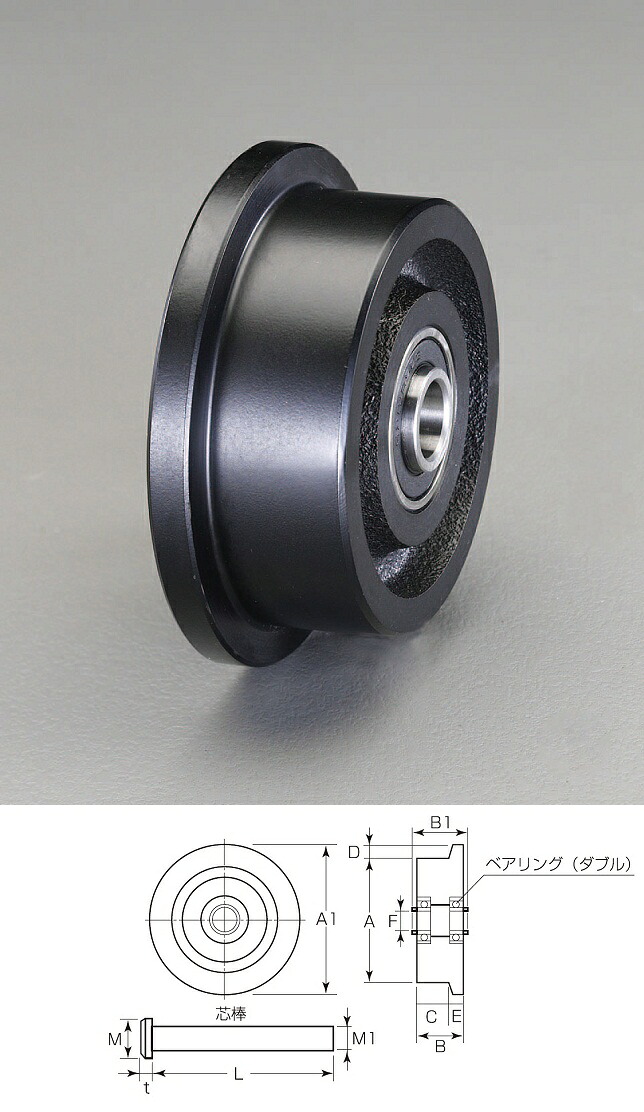 【メーカー在庫あり】 エスコ ESCO 150mm 戸車車輪 レール用・重量用 000012233172 HD店｜ヒロチー商事 ハーレー 店