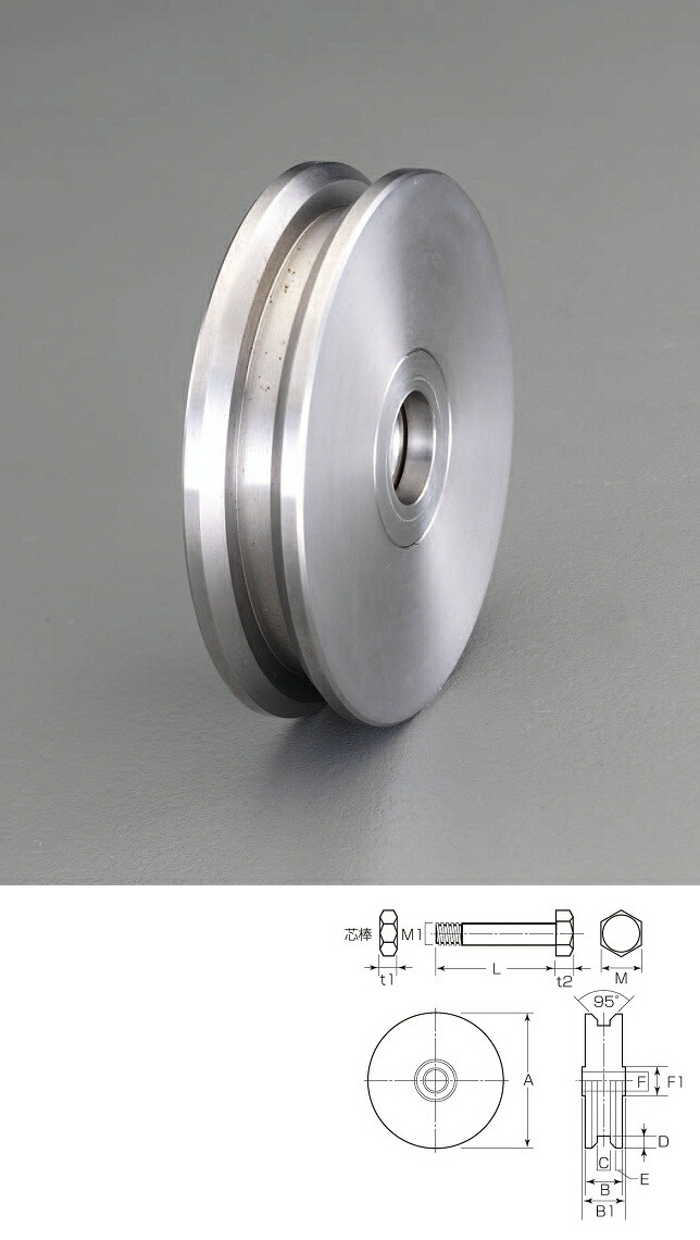 【メーカー在庫あり】 エスコ ESCO 50mm 戸車車輪 Ｖ型・重量用・ステンレス製 000012233238 HD店