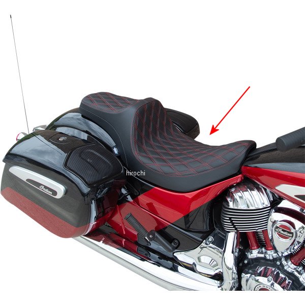 【USA在庫あり】 DRAG Specialties シート プレデター3 ダブルダイヤモンド 14年-18年 インディアン Chief 赤ステッチ 0810-2264 HD店