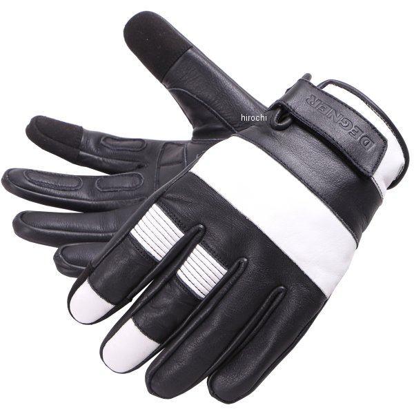 【メーカー在庫あり】 デグナー DEGNER レザーショートグローブ 黒/白 Mサイズ TG-73 HD店