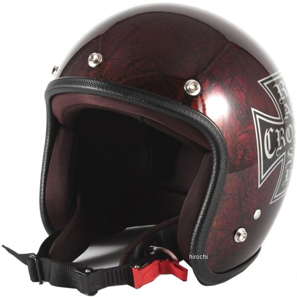 ナナニージャム 72JAM ジェットヘルメット カスタムペイントJAM RASH CROSS 赤/ブラウン フリーサイズ(57-60cm未満) JCP-15 HD店|ヒロチー商事 ハーレー 店