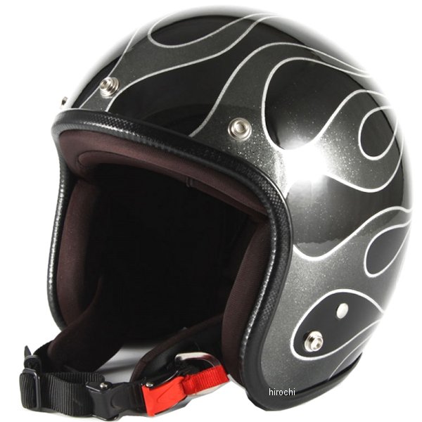 ナナニージャム 72JAM ジェットヘルメット FLAMES 黒 フリーサイズ(57-60cm未満) JCP-42 HD店|ヒロチー商事 ハーレー 店
