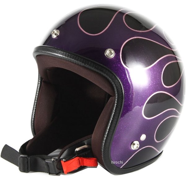 ナナニージャム 72JAM ジェットヘルメット FLAMES パープル フリーサイズ(57-60cm未満) JCP-47 HD店｜ヒロチー商事 ハーレー 店