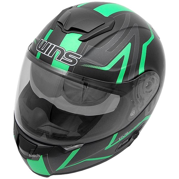 ウインズ WINS フルフェイスヘルメット FF-COMFORT GTZ マットブラック/緑 Lサイズ(58-59cm) 4560385765865 HD店｜ヒロチー商事 ハーレー 店