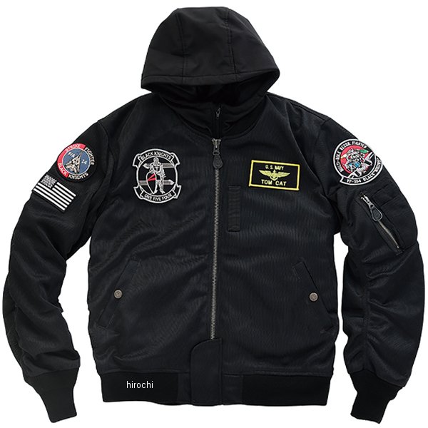 HTVA-2321S ヒューストン HOUSTON 春夏モデル メッシュジャケット MA-1 BLACK KNIGHTS M/C 黒 XLサイズ HTVA2321SBKX HD店