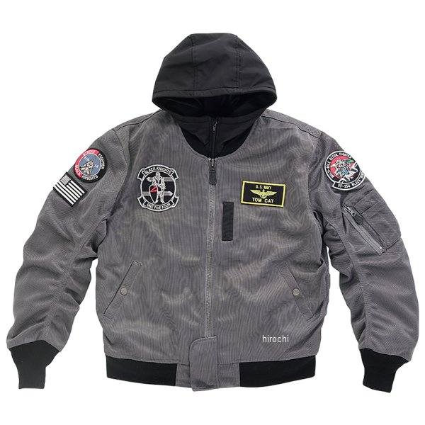 HTVA-2321S ヒューストン HOUSTON 春夏モデル メッシュジャケット MA-1 BLACK KNIGHTS M/C ガンメタ Lサイズ HTVA2321SGML HD店