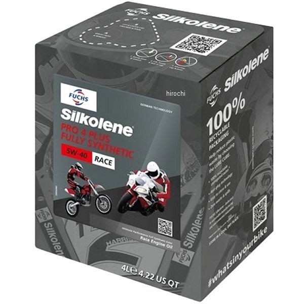 シルコリン SILKOLENE 4st エンジンオイル PRO 4 PLUS 5W-40 4リットル SIL602013736 HD店