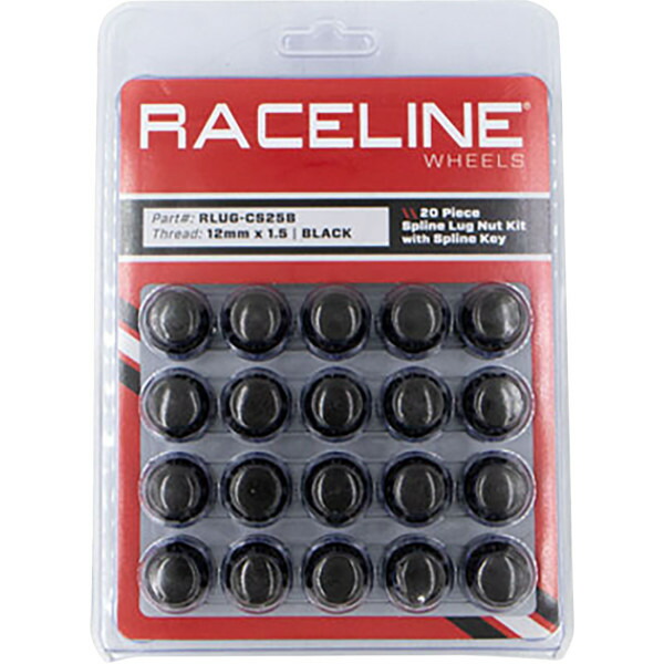 【USA在庫あり】 Raceline Wheels スプライン ラグナット キット 12 mm x 1.5インチ 20個入り 黒 0223-0271 HD店