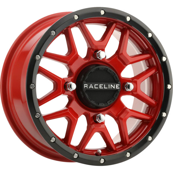 【USA在庫あり】 Raceline Wheels Krank Simulated Beadlock ホイール 14x7 - 4/110 - 5+2 (+10 mm) 赤 0230-1505 HD店