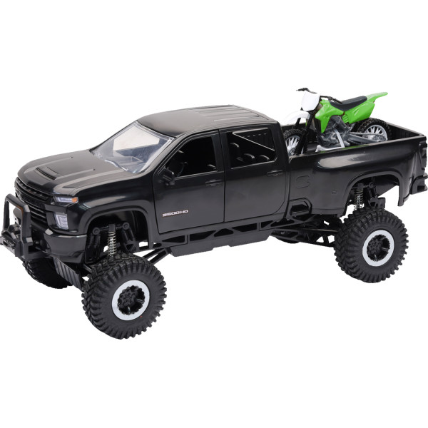 【USA在庫あり】 ニューレイ New Ray ミニ ダートバイク付きオフロード ピックアップ 1:32 スケール 黒/緑 7001-0075 HD店