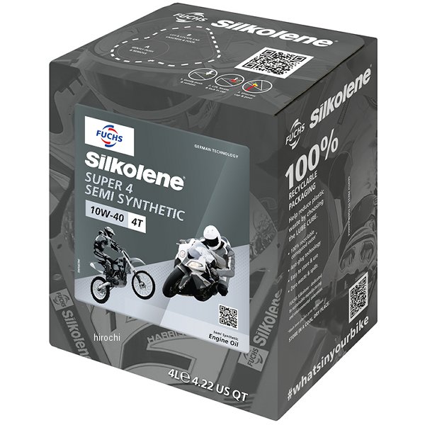 シルコリン SILKOLENE 4st エンジンオイル SUPER 4 10W-40 4リットル SIL602200259 HD店