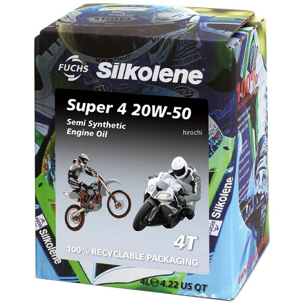 シルコリン SILKOLENE 4st エンジンオイル SUPER 4 20W-50 4リットル SIL602685728 HD店