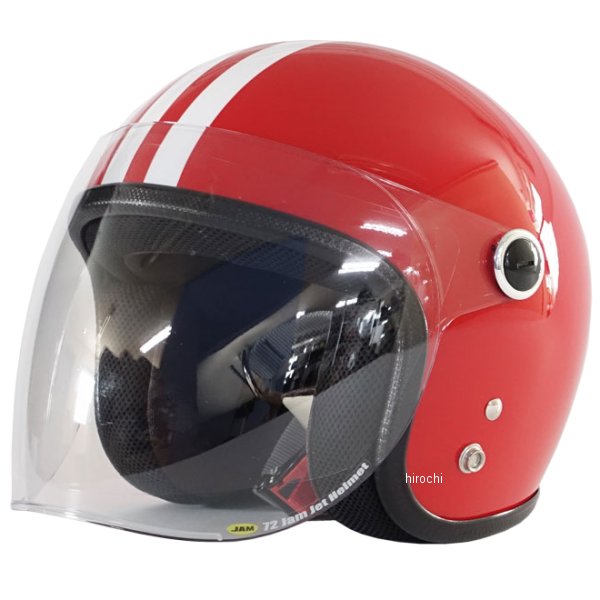 ナナニージャム 72JAM キッズヘルメット シールド付き 2本線 赤 KIDSサイズ(52-55cm未満) JPK-03 HD店