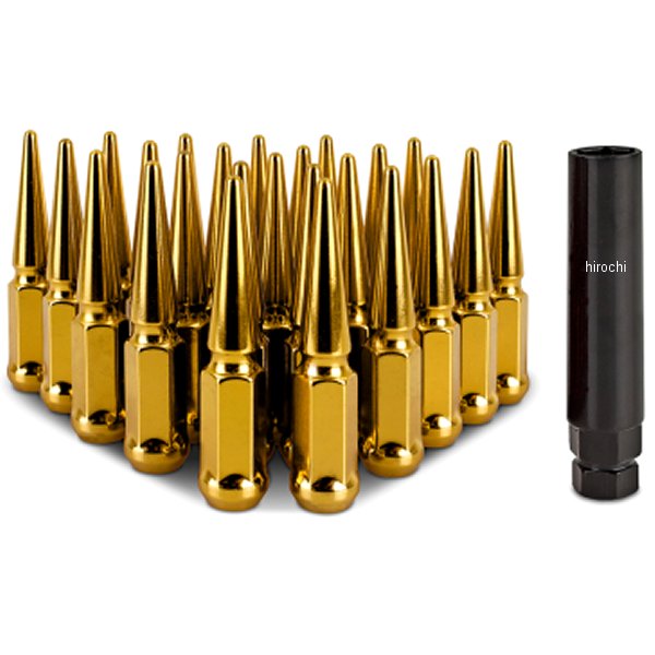 Mishimoto スチール スパイク ラグナット M14 x 1.5 24個セット ゴールド misMMLG-SP1415-24GD HD店
