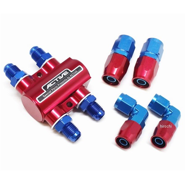 アクティブ ACTIVE サーモスタットキット #6 ストレートフィッティング2個/90°フィッティング2個付 赤 AC1342216 HD店|ヒロチー商事 ハーレー 店