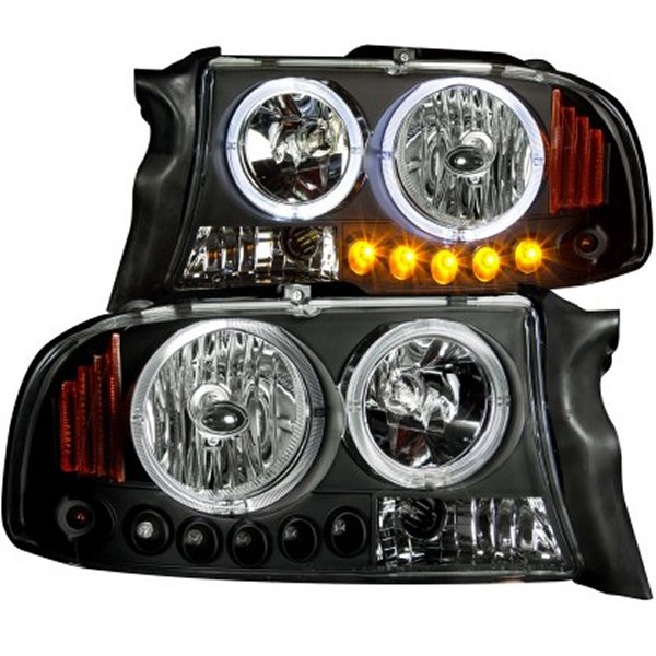 【USA在庫あり】 ANZO 1997-2004 Dodge Dakota プロジェクターヘッドライト w/ Halo ブラック 1 pc anz111194 HD店