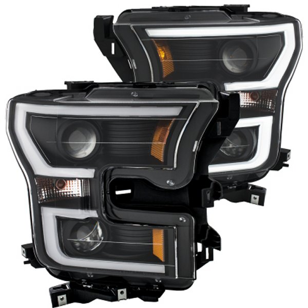 【USA在庫あり】 ANZO 2015-2016 フォード F-150 プロジェクターヘッドライト w/ Plank Style Design ブラック w/ Amber anz111347 HD店