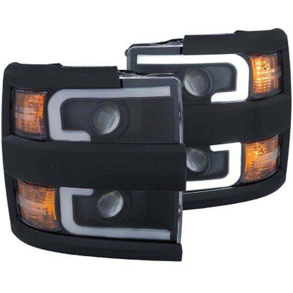 【USA在庫あり】 ANZO プロジェクターヘッドライト With Plank Style Design ブラック w/Amber 15-17 シボレー Silverado 2500/3500 anz111363 HD店