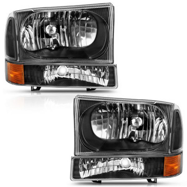 【USA在庫あり】 ANZO 2000-2004 フォード Excursion Crystal Headlight w/ Corner Light ブラック Amber (w/o Bulb) anz111457 HD店