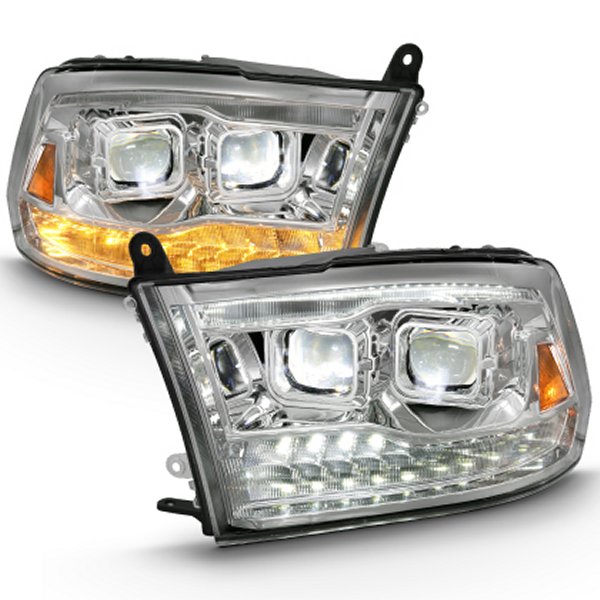 【USA在庫あり】 ANZO 2009-2018 Dodge Ram 1500 Led プロジェクターPlank Style Switchback H.L Halo クローム Amber (OE Style) anz111465 HD店