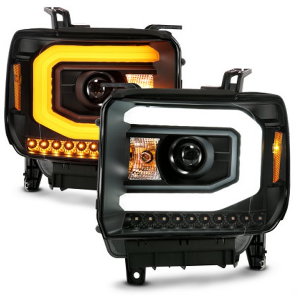 【USA在庫あり】 ANZO GMC SIERRA 1500 14-15 2500H/15-19 プロジェクターHeadlight Plank Style ブラック w/ Switchback (Halogen) anz111487 HD店