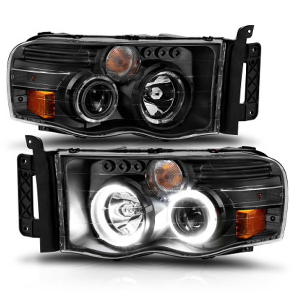 【USA在庫あり】 ANZO 2002-2005 Dodge Ram 1500 プロジェクターヘッドライト w/ Halo ブラック Clear Amber anz111490 HD店 44,839円