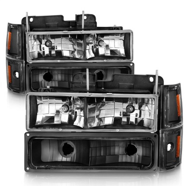 【USA在庫あり】 ANZO 88-98 シボレー C1500 Crystal ヘッドライト Black anz111505 HD店