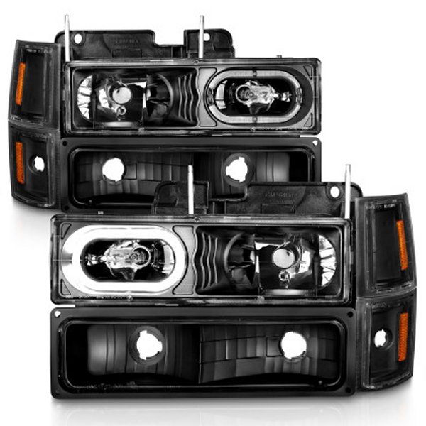 【USA在庫あり】 ANZO 88-98 シボレー C1500 Crystal ヘッドライト ブラック Housing w/ Signal and Side Marker Lights anz111507 HD店 40,899円