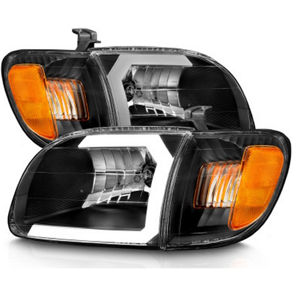 【USA在庫あり】 ANZO 00年-04年 トヨタ タンドラ (Fits Reg/Acc Cab Only) Crystal ヘッドライト w/Light Bar ブラック w/Corner Light anz111579 HD店